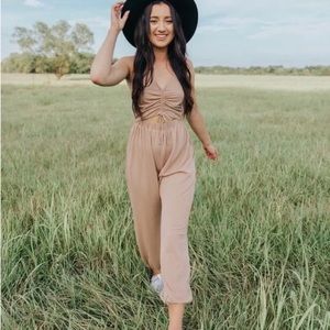 Kittenish by Jessie James Decker Essential Taupe Jumpsuit